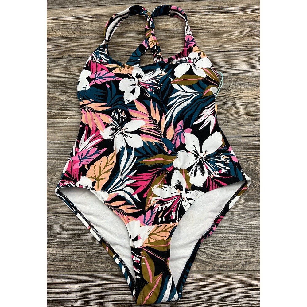 Kona Sol One-Piece Swimsuit Multicolor Floral Med Coverage Size‎ MED ~ NWT